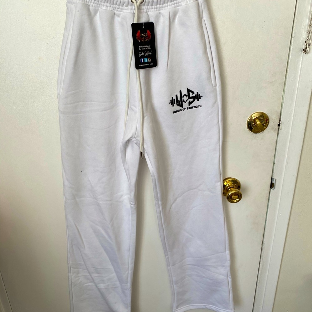 Wings of Strength White Drawstring Sweatpants Size Small